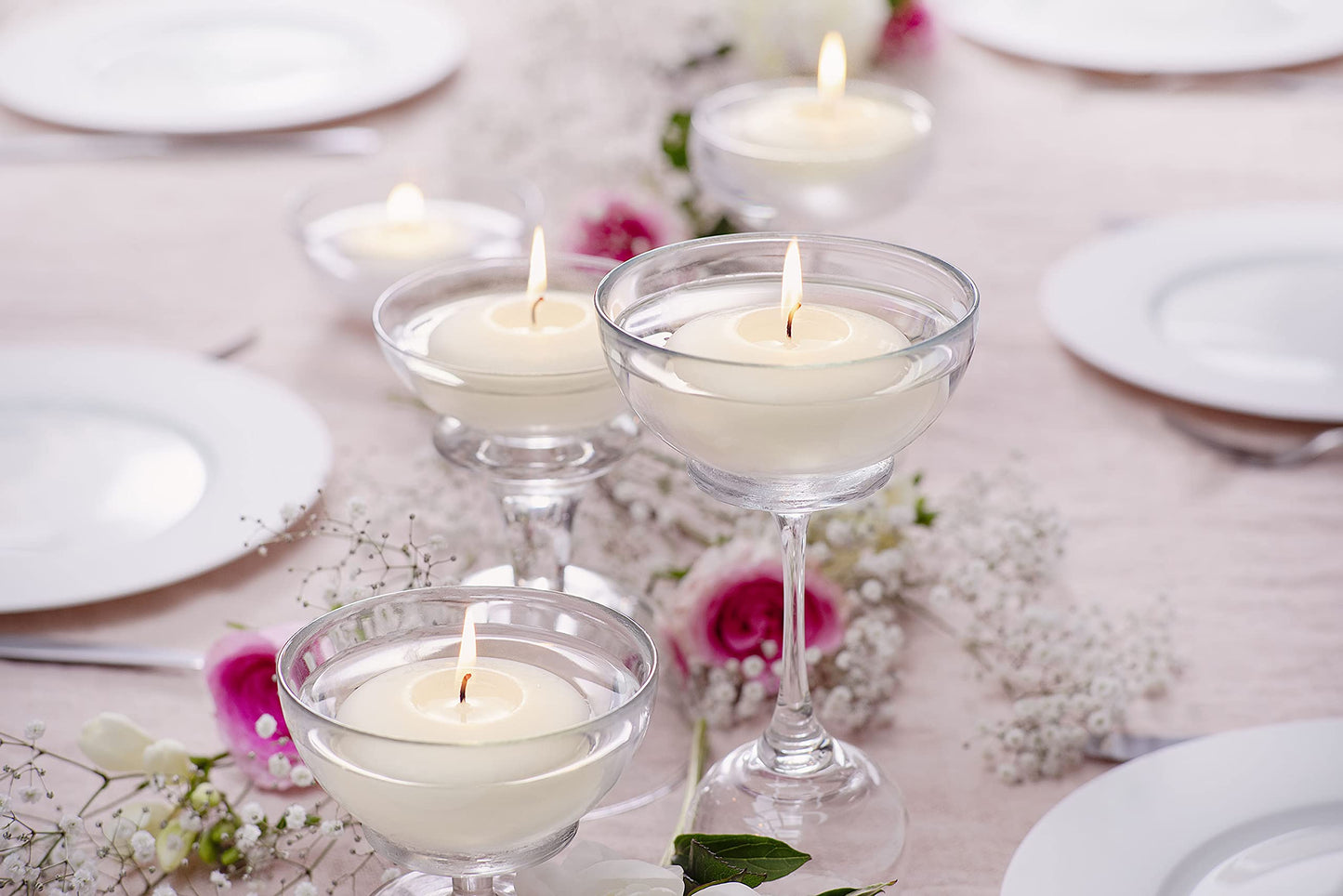 BOLSIUS Ivory Floating Candles 3 inch - 12 Pack Water Candles - Premium European Quality - 8 Hour Clean Burning - No Palm Oil - 0% Animal Fat - Cotton Wick - Centerpiece Decor, Romantic Wedding Events