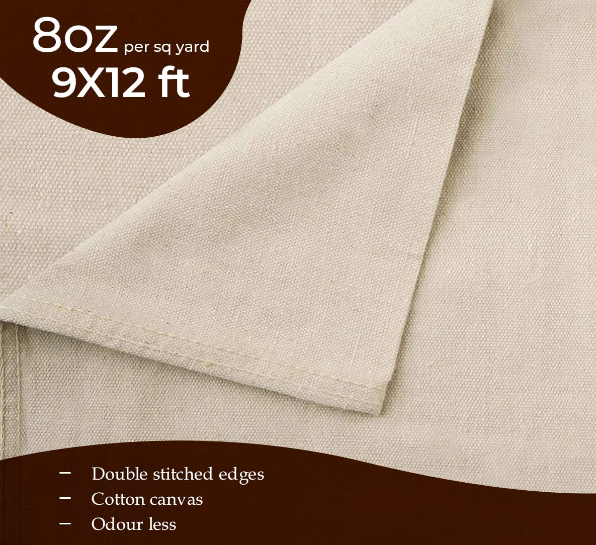 Avalon Home Canvas Drop Cloth 9X12 ft Pack of 2 - Odourless Painters Drop Cloth for Painting Cotton Canvas Tarps for Floor & Furniture Protection - All Purpose Canvas Fabric Painting Drop Cloths