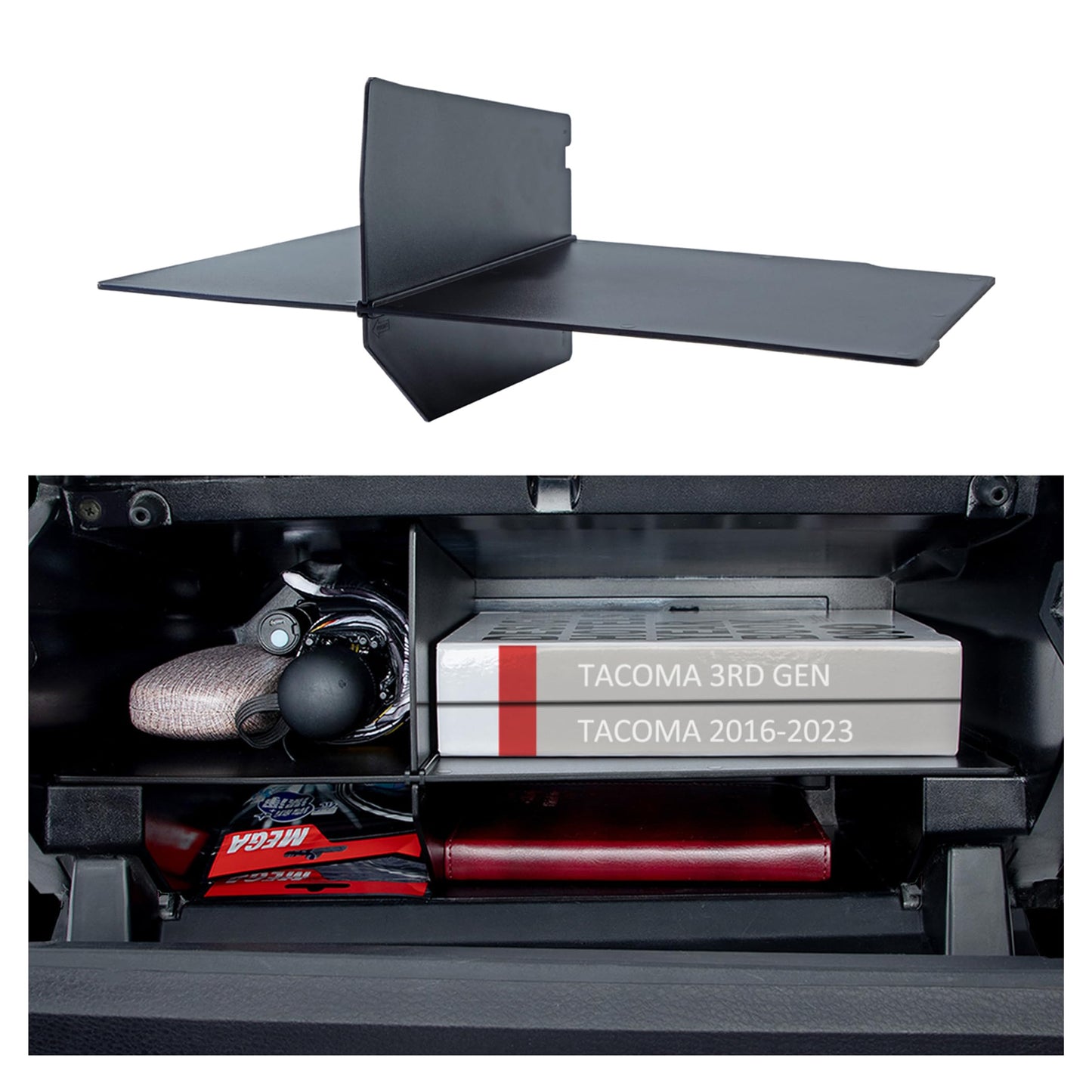 JKCOVER Compatible with Toyota Tacoma Glove Box Dividers Organizer 2016 2017 2018 2019 2020 2021 2022 2023 Accessories,Insert Box ABS Secondary Storage