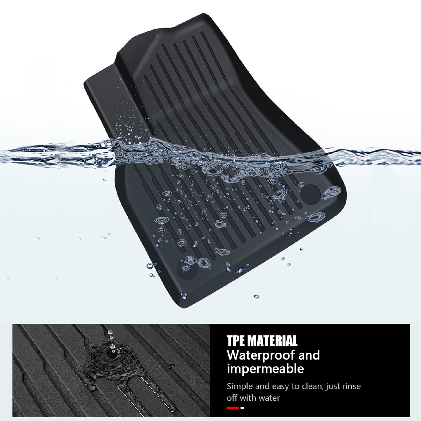 Maysoo Floor Mats For Tesla Model Y 2020-2023 5 Seats For All Weather TPE Cargo Liner Accessories (1st & 2nd Row)