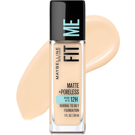 Maybelline Fit Me Matte + Poreless Liquid Oil-Free Foundation Makeup, Light Beige, 1 fl; oz