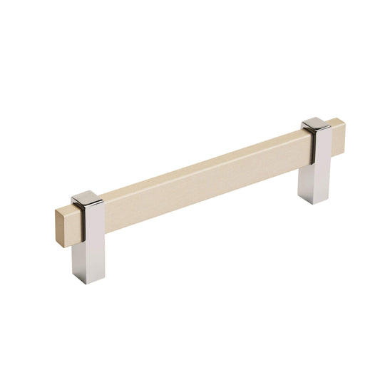 Amerock | Cabinet Pull | Silver Champagne/Polished Chrome | 5-1/16 inch (128 mm) Center to Center | Mulino | 1 Pack | Drawer Pull | Drawer Handle | Cabinet Hardware