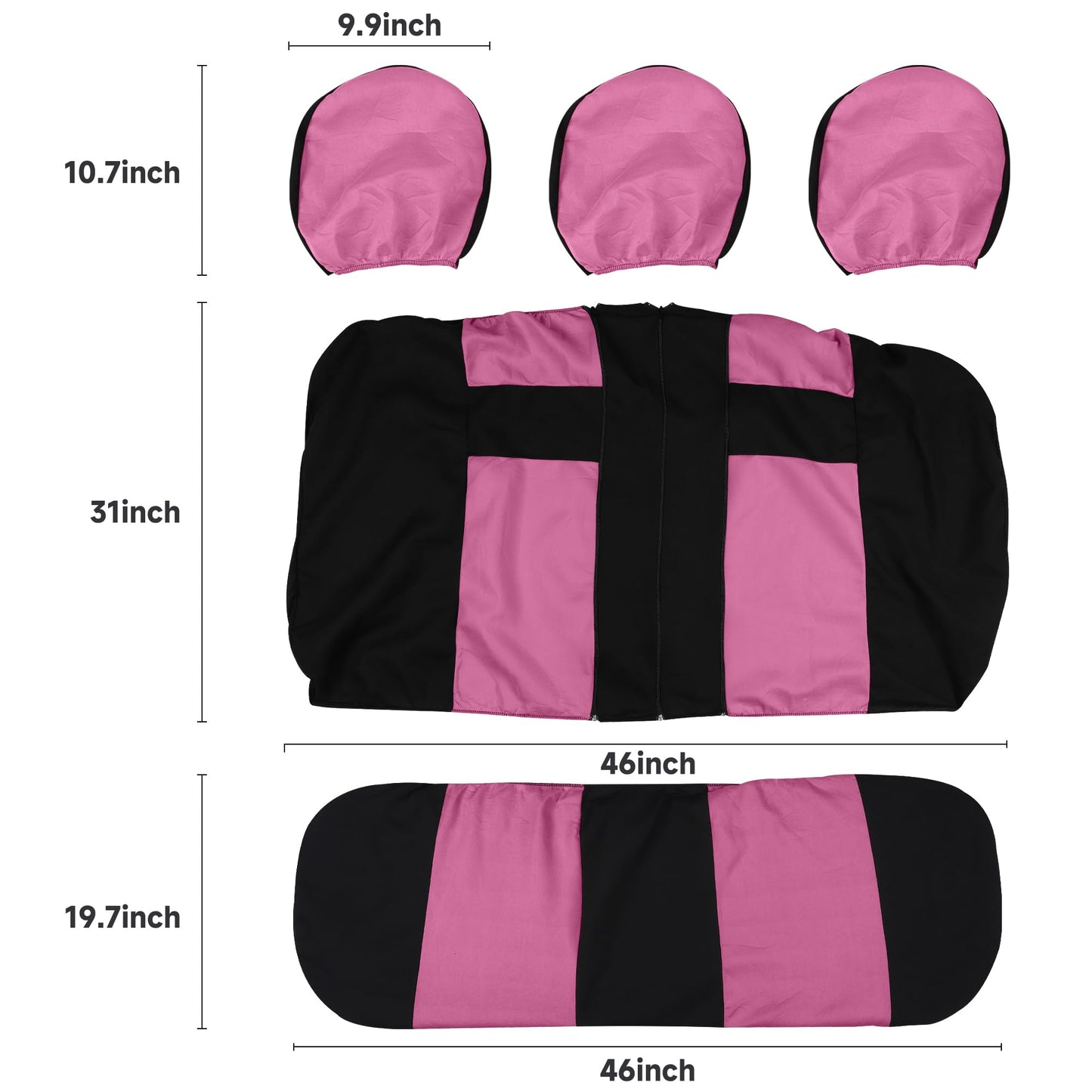 VarCozy Car Seat Covers Full Set, Breathable Cloth Front and Rear Split Bench Seat Covers for Car, Universal Cloth Seat Covers for SUV Sedan Van, Automotive Interior Covers, Airbag Compatible