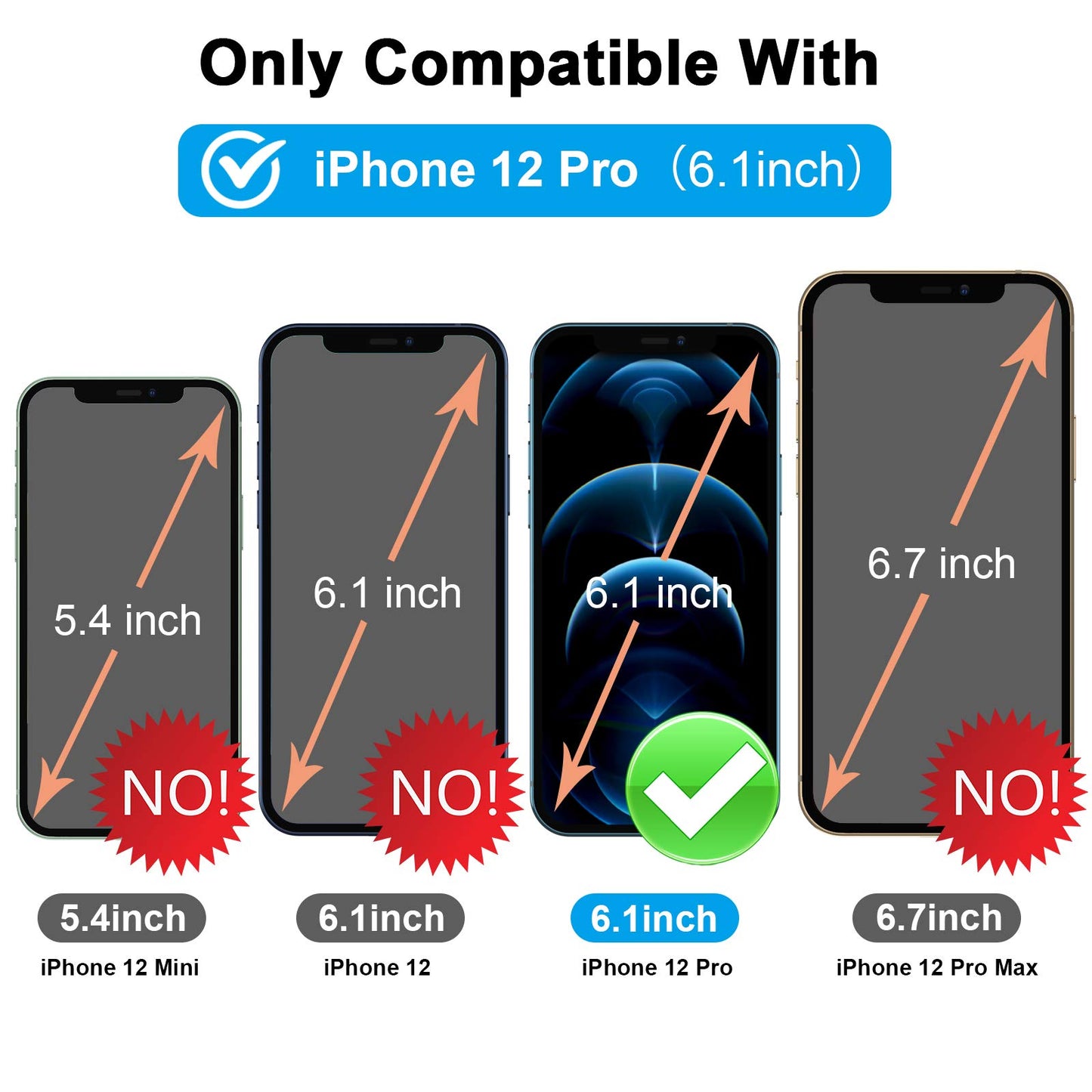 [4Pack] 2 Pack Screen Protector Tempered Glass Compatible with iPhone 12 PRO 5G (6.1”)+2 Pack Camera Lens Protector Tempered Glass for iPhone 12 PRO, HD Clear Anti-Scratch Bubble Free Case Friendly