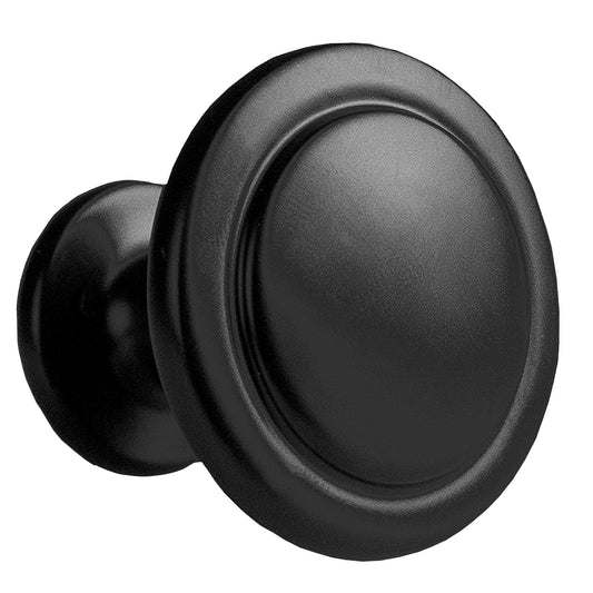 Ilyapa 25 Pack 1 1/4 Inch Round Kitchen Cabinet Knobs, Flat Black Round Drawer Knob for Cabinets Dressers Drawers - Black Kitchen Cabinet Hardware