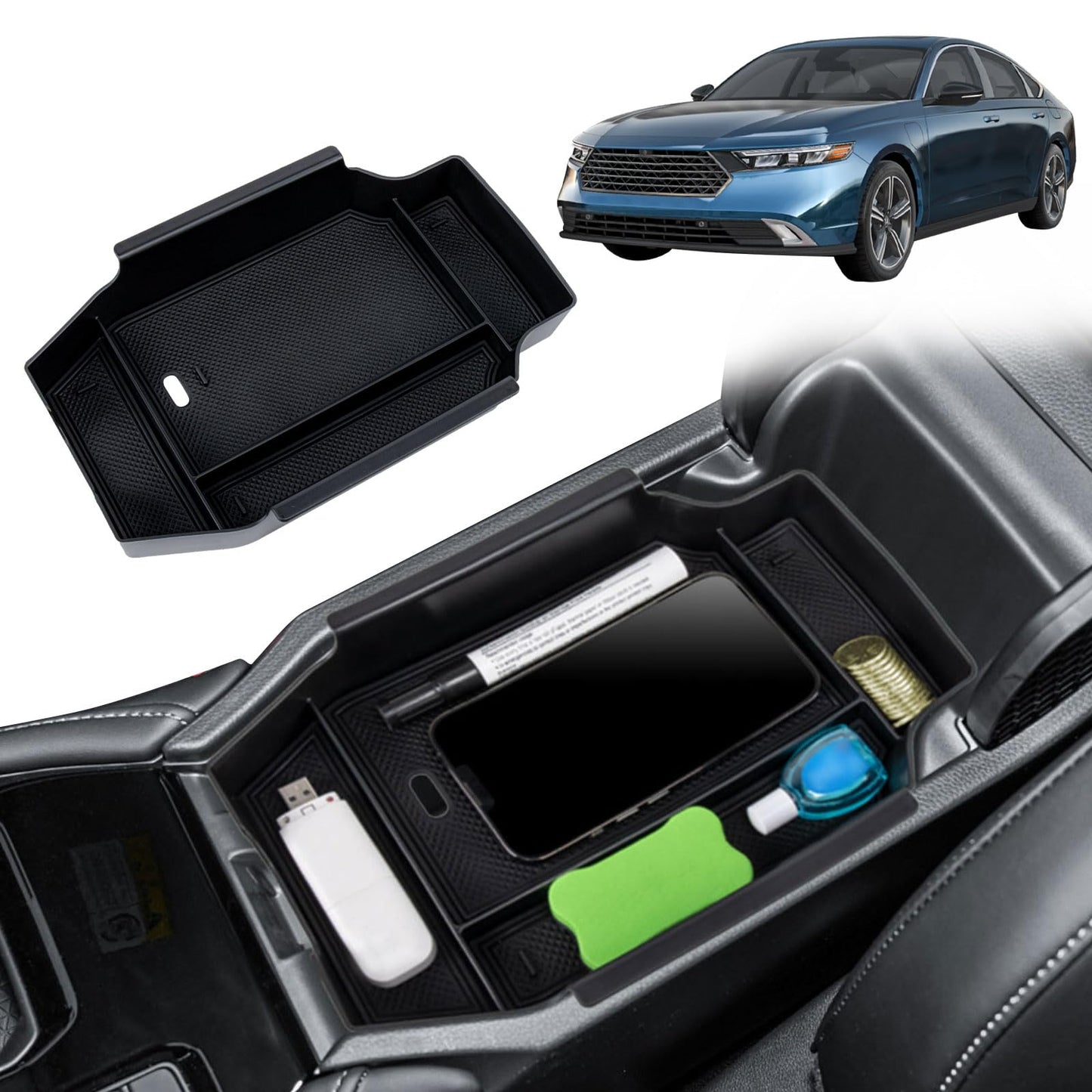 Neepiar Center Console Organizer Compatible for 2023 Honda Accord LX EX Hybrid Sport, EX-L, Sport-L, Touring Armrest Storage Box Insert Tray Interior Accessories