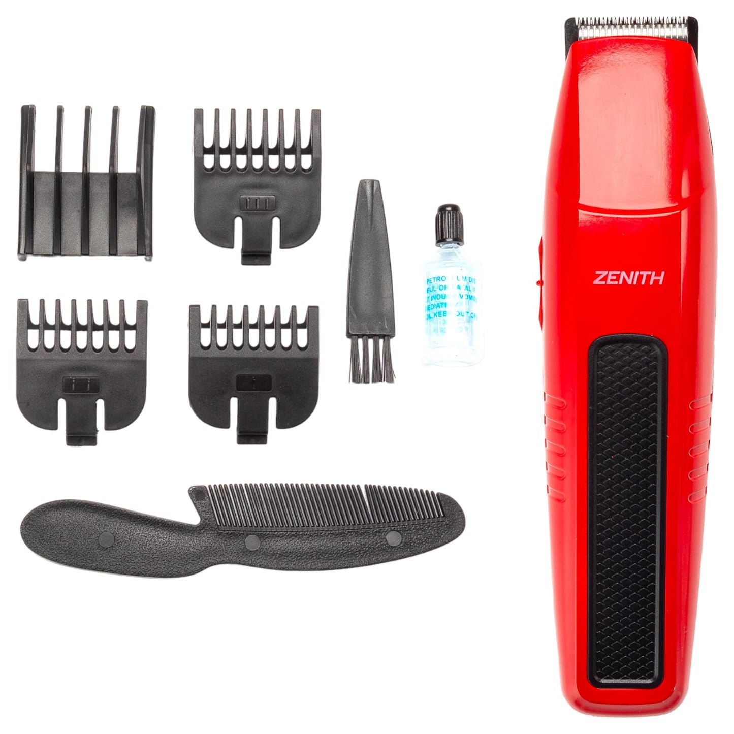 Zenith® QuickGroom Beard Trimmer for Men - Battery Operated Facial Hair Grooming Set for Mustaches, Beard, Neckline, Light Detailing and Grooming, Red