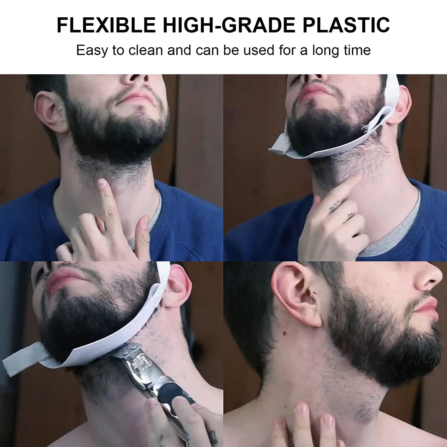 Meiyya Trimming Guide,Hairline Shaping Tool Beard Template,Plastic Mustache Neckline Trimming Guide Shaper Elastic Headband Neckline Guide Beard Shaping Tool for Travel for Salon for Home