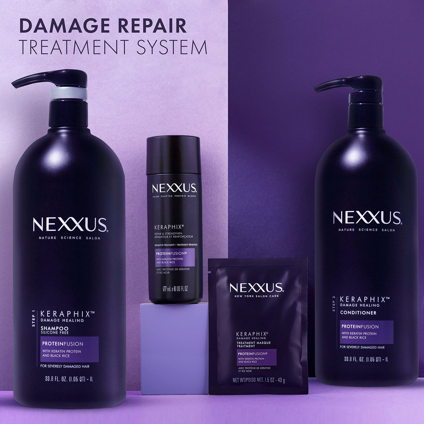 Nexxus Keraphix ProteinFusion Conditioner with Keratin Protein and Black Rice for Damaged Hair 33.8 oz