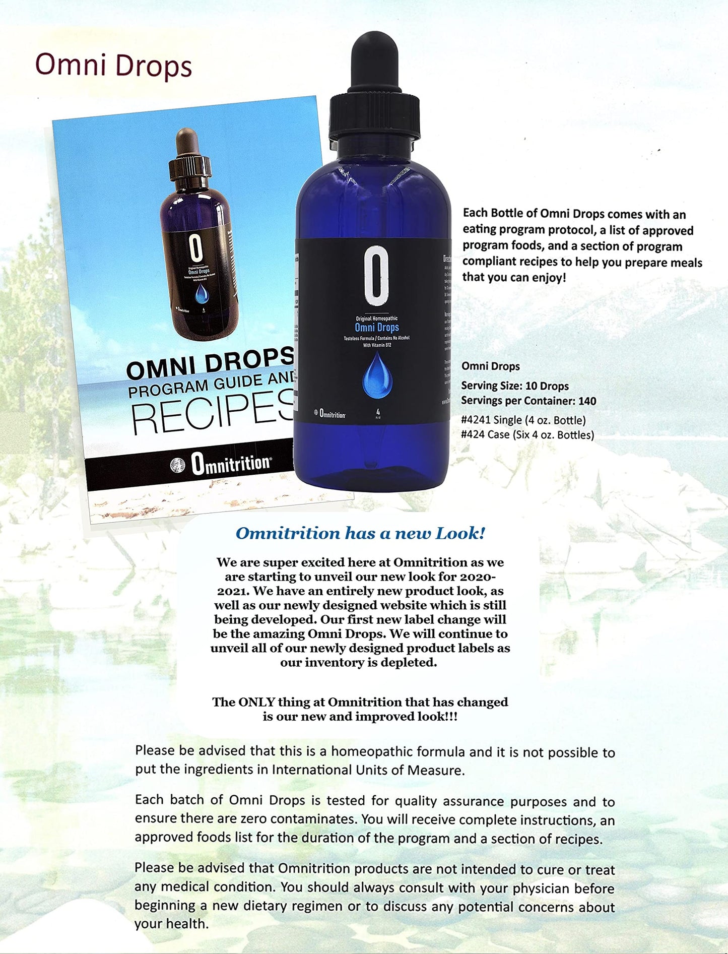 Omni Drops Diet Drops with Vitamin B12 - 4 oz with Program Guide