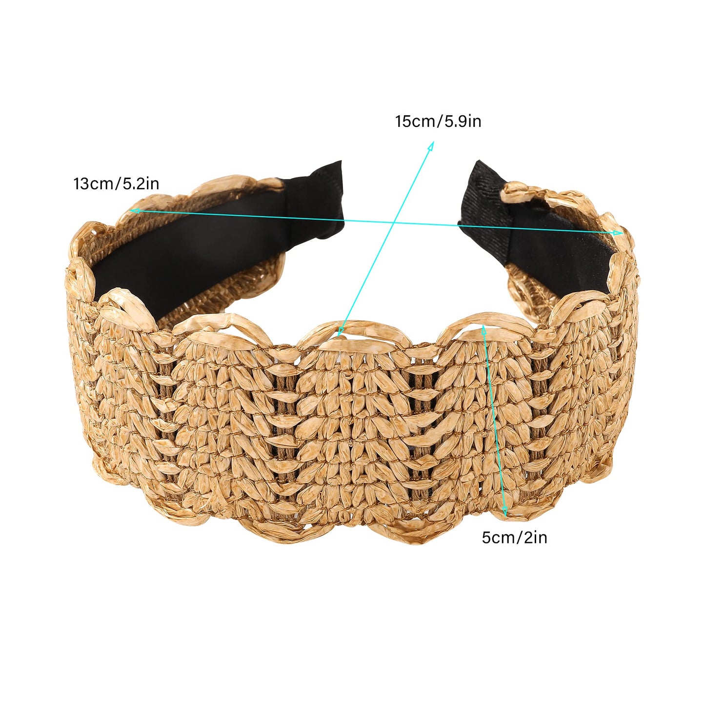 Headbands Women Hair Head Bands - Rattan Summer Straw Head Bands for Girls Cute Wide Raffia Woven Hair Bands for Women’s Hair Rattan Hairbands Tan Beauty Product Beech Hair Accessories