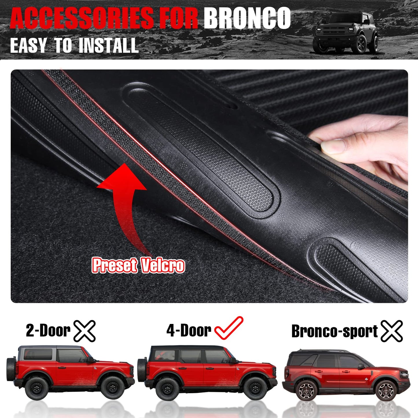 Mabett Rear Seat Back Cover Backrest Protector for Ford Bronco Accessories 2021 2022 2023 with Dog Seat Liner fit Bronco 4-Door (4 Pieces-with Folding Lip)