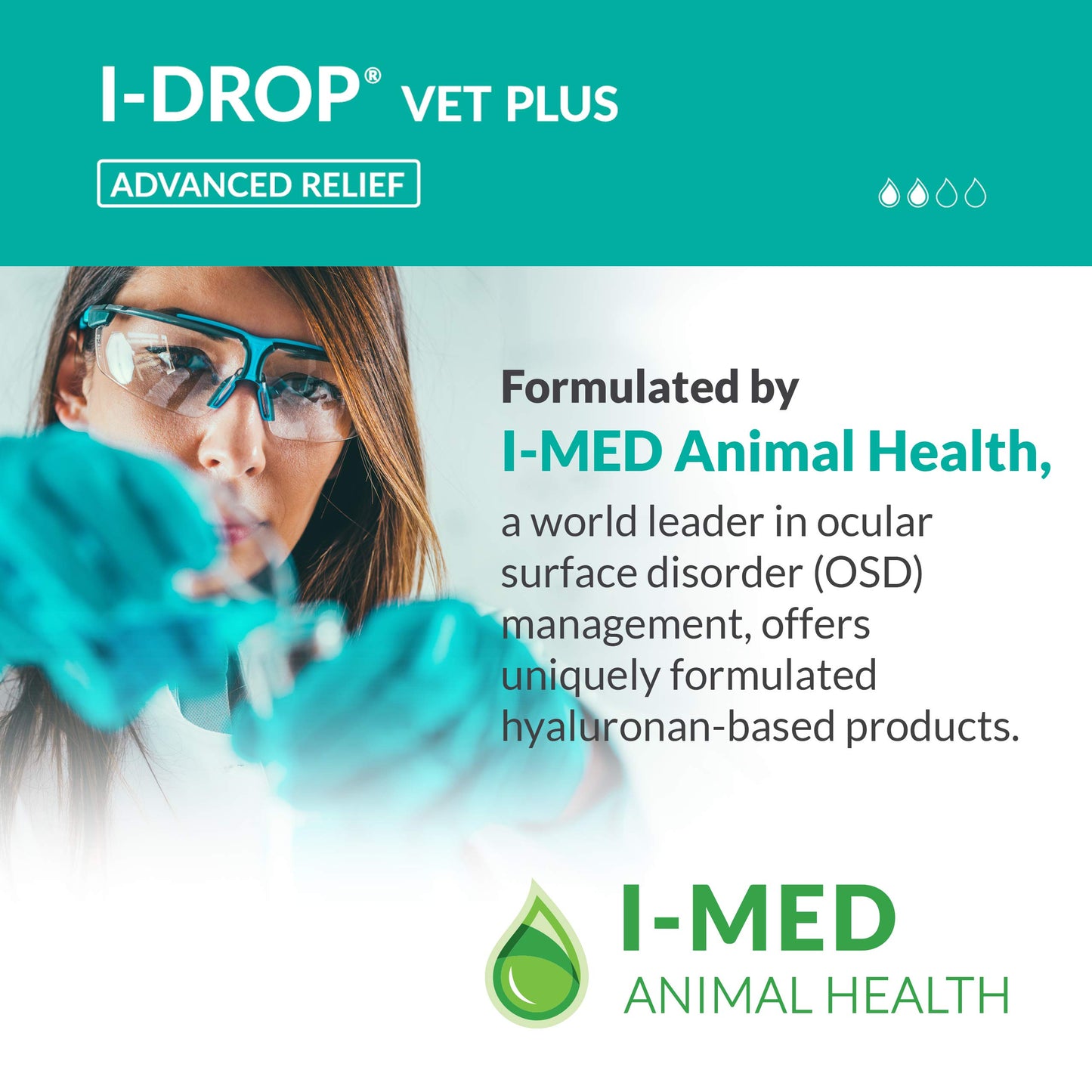 I-DROP VET PLUS: Pet Eye Drops for Dogs | Lubricate Acute/Seasonal Dry Eyes | Superior Comfort | Long-lasting Relief | Fewer Application Needed, 0.25% Hyaluronan | Multi dose Bottle | One Bottle 10 ml