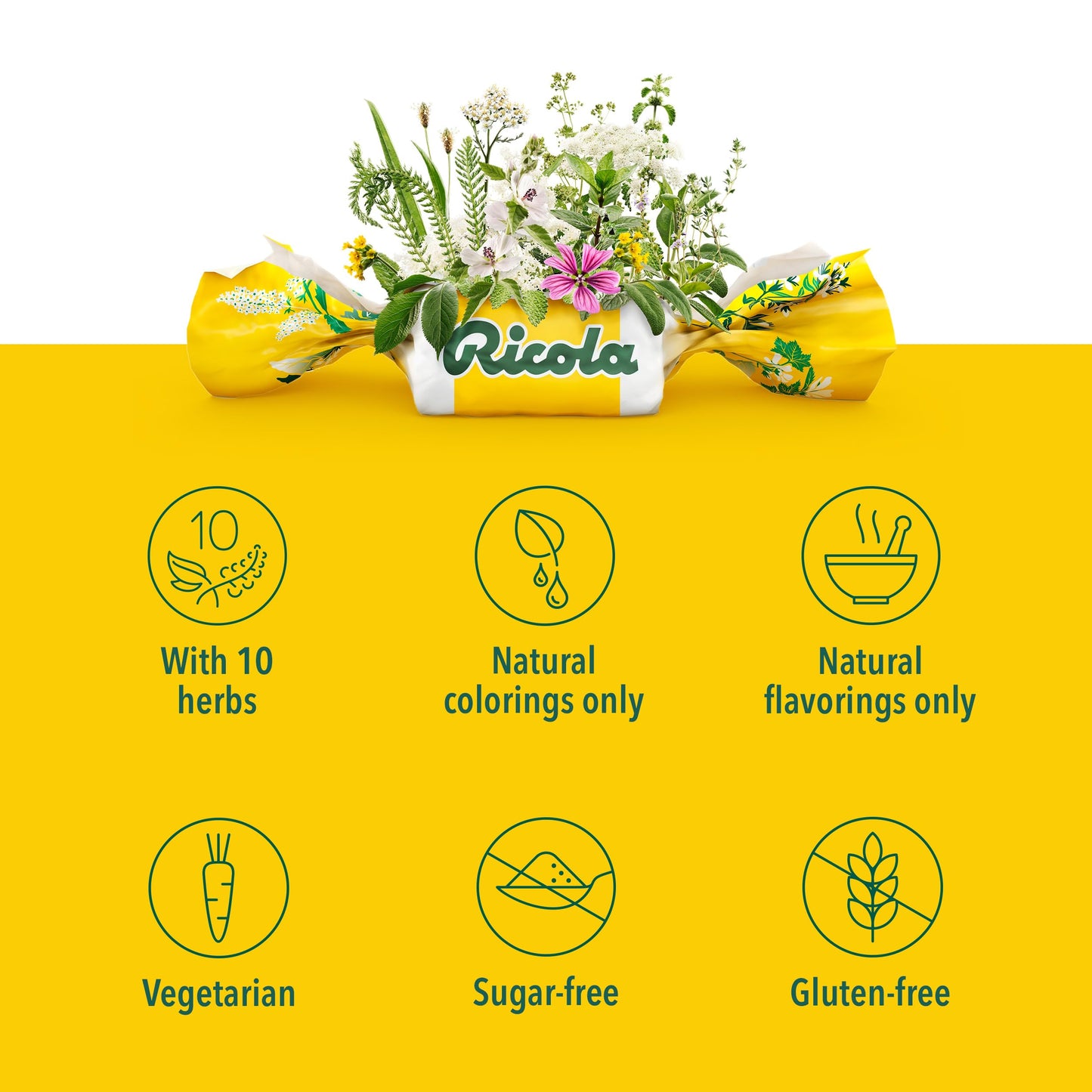 Ricola Big Bag Sugar Free Cough Drops Drops 2245, Lemon, lemon mint, 45 Count, pack of 1