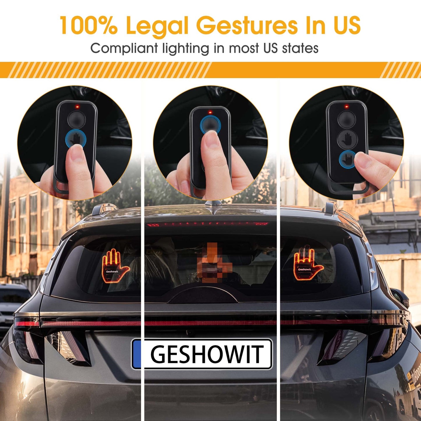 Car Accessories for Men, Fun Car Finger Light with Remote - Give The Love & Bird & Wave to Drivers - Ideal Gifted Car Accessories, Truck Accessories, Car Gadgets & Road Rage Signs for Men and Women