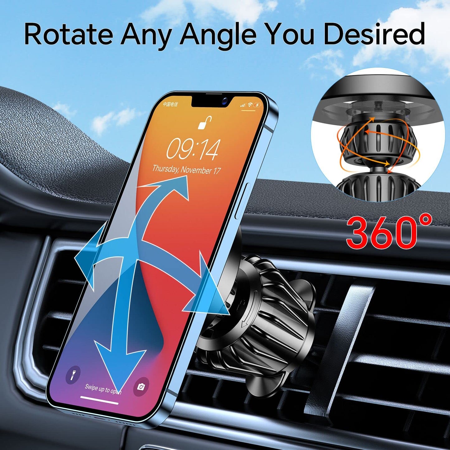 【2-PACK】for iPhone MagSafe Car Mount Vent【Strongest Magnets】 Magnetic Phone Holder for Car air Vent【360° Adjustable】MagSafe Accessories for iPhone 14 Pro Max 13 12 Pro Plus & MagSafe Case & All Phones