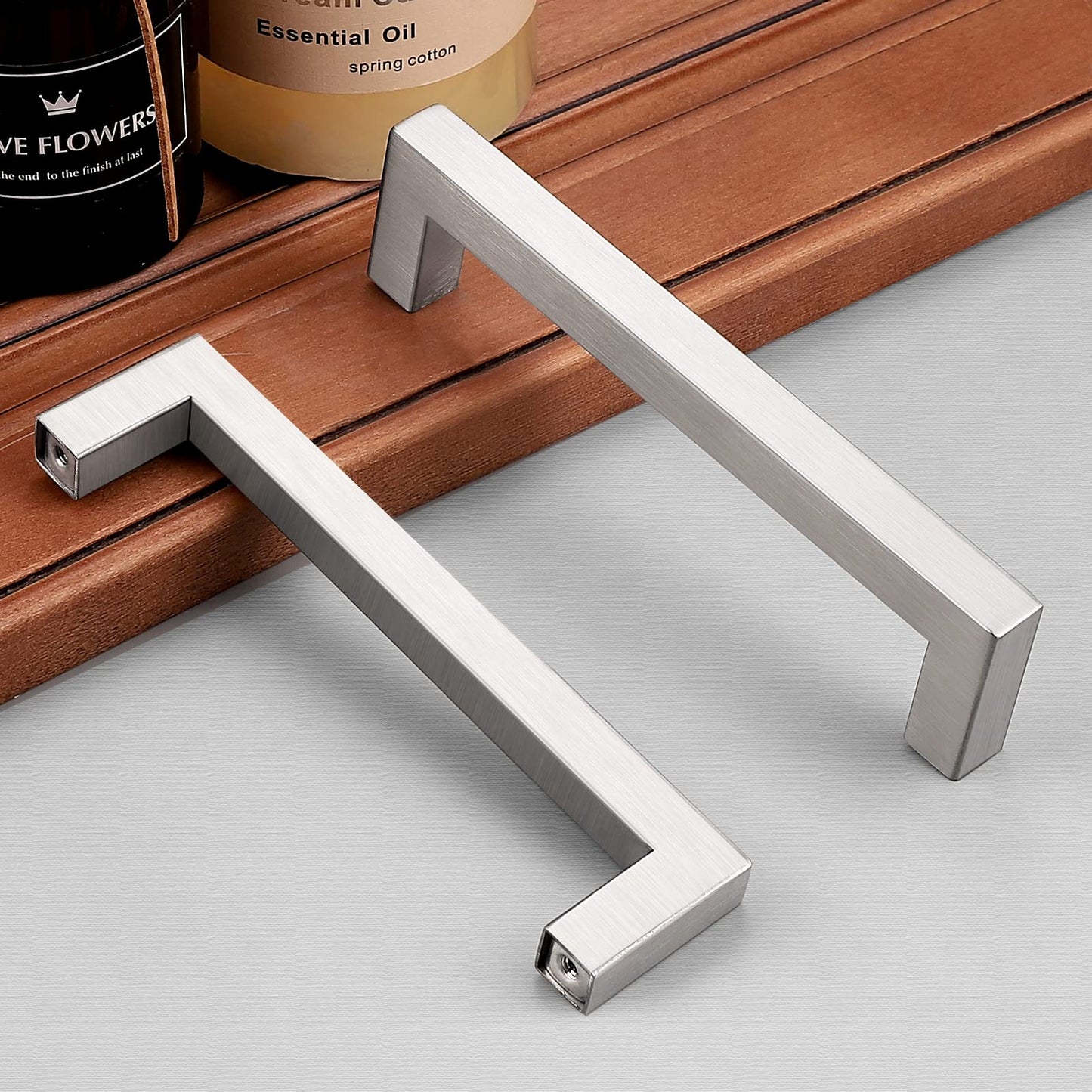 Probrico 30 Pack 5 Inch Kitchen Cabinet Handles Stainless Steel Drawer Dresser Pulls Cupboard Square Bar Pulls Brushed Nickel 5.5 Inch Total Length