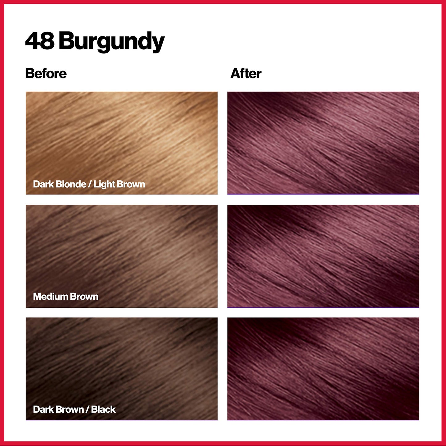 Revlon Permanent Hair Color, Permanent Hair Dye, Colorsilk with 100% Gray Coverage, Ammonia-Free, Keratin and Amino Acids, 48 Burgandy, 4.4 Oz (Pack of 3)