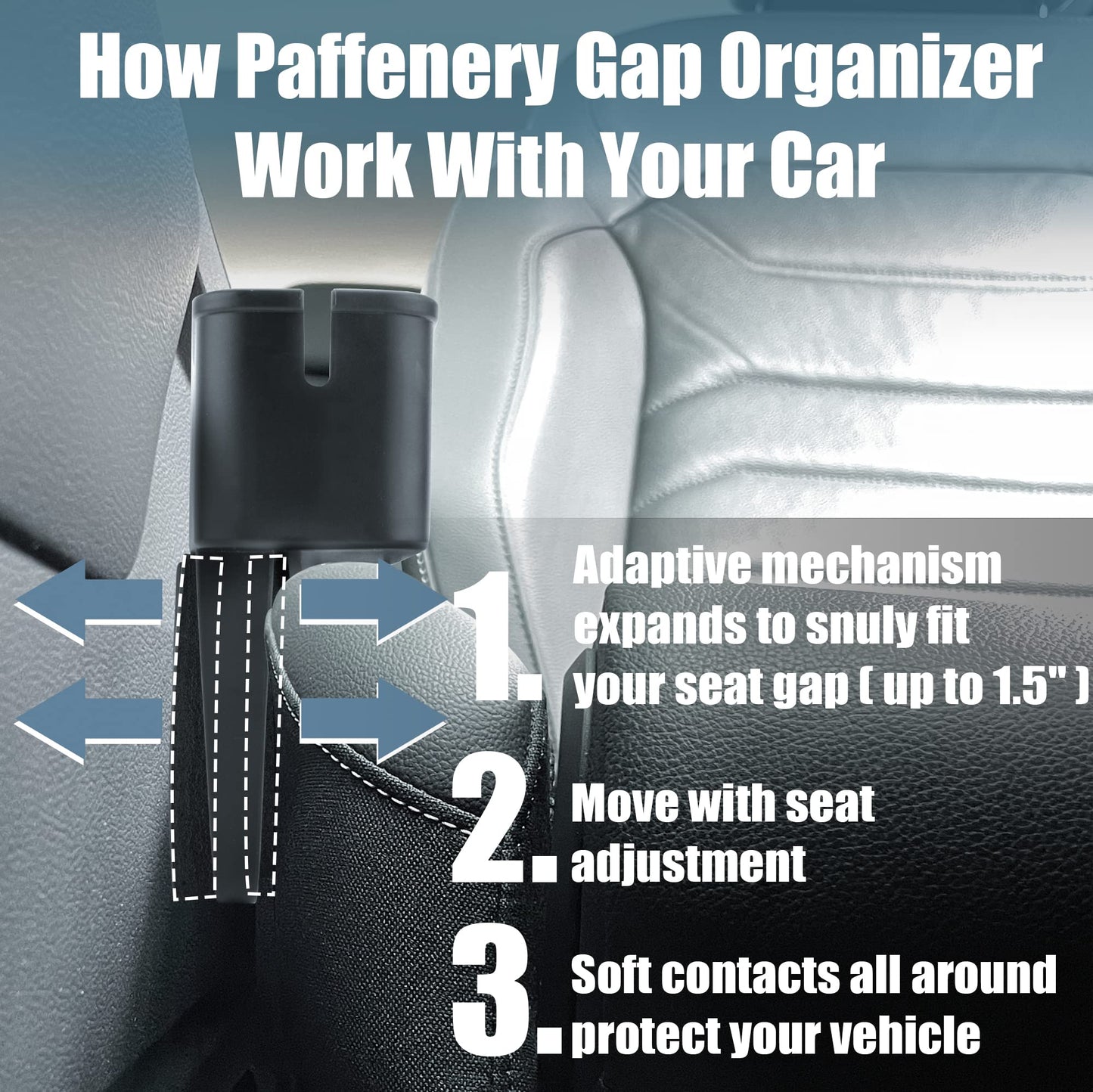 Paffenery Car Seat Gap Filler Organizer Storage Box for Car Seat Organizer Between Seats, Car Organizers and Storage Front Seat Gap, 2 Pack Universal Fit