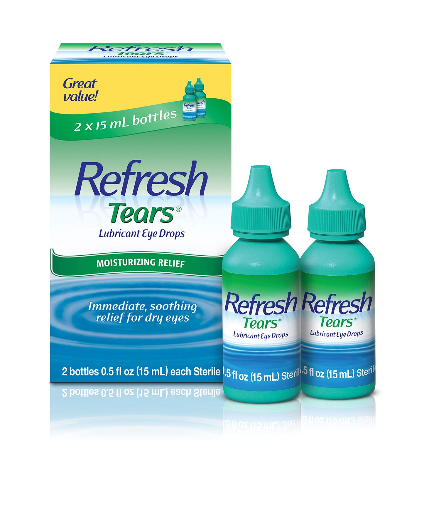 Refresh Tears Lubricant Eye Drops, 2 Count (Pack of 1)