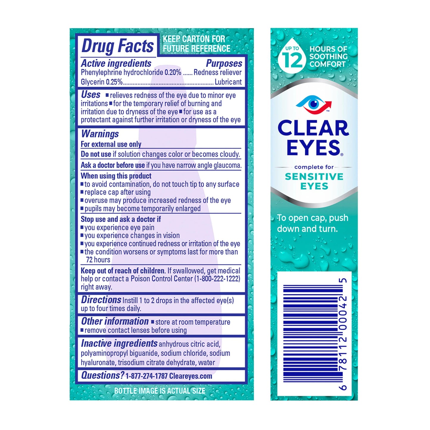 Clear Eyes, Sensitive Eyes, Eye Drops, 0.5 Oz, 2 Pack