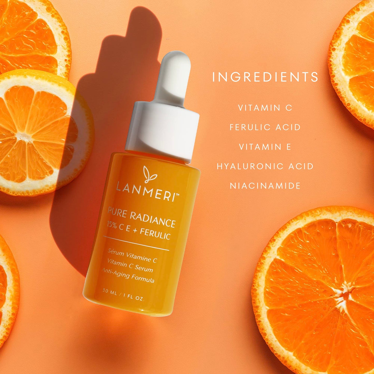 Vitamin C Face Serum - CE Ferulic Facial Serum with 15% Pure L-Ascorbic Acid, Ferulic Acid, Vitamin E, & Hyaluronic Acid - Anti Aging, Anti Wrinkle Skin Brightening Serum, Dark Spot Corrector, 30ml/1oz.