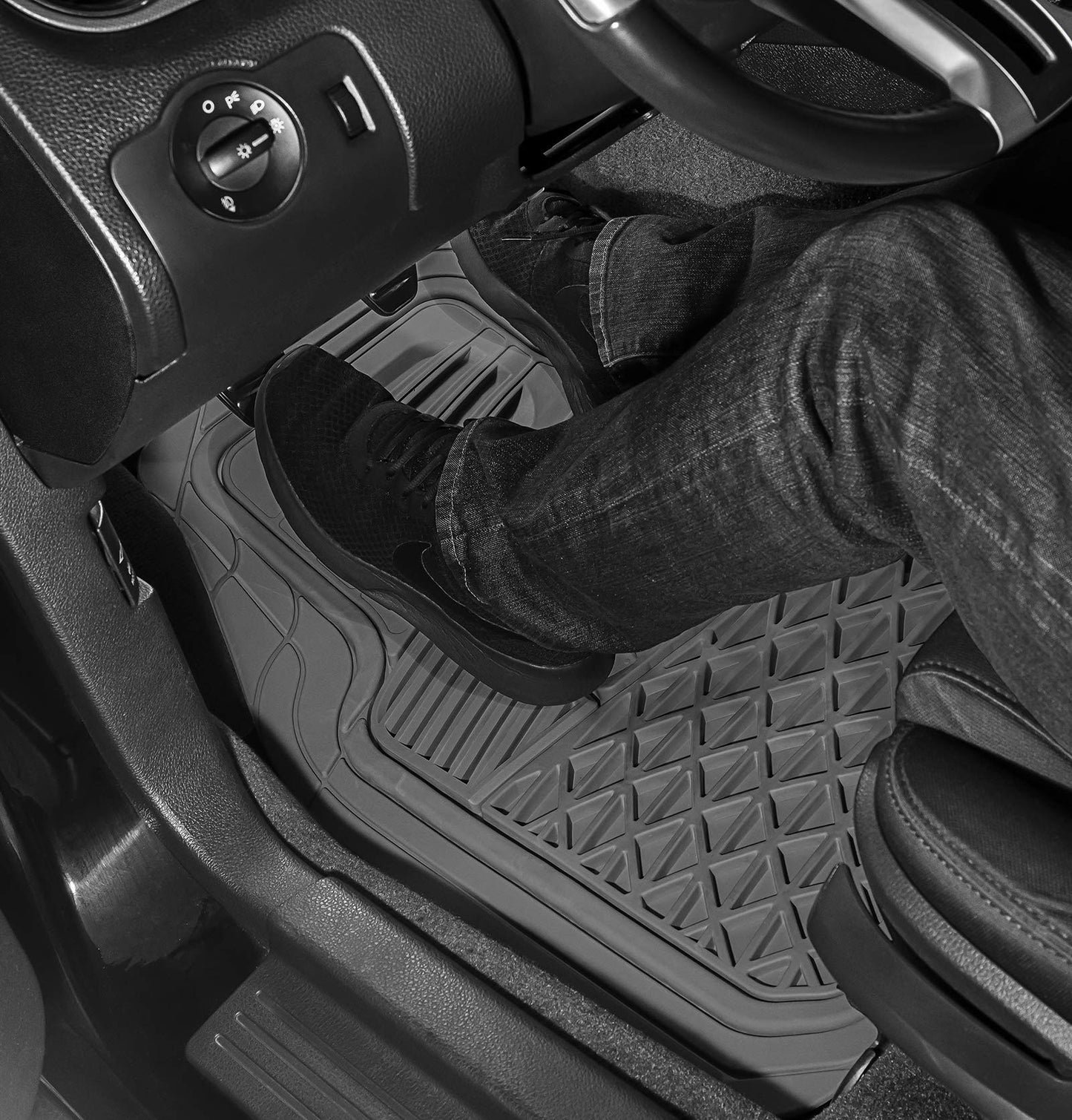 Floor Mats for Cars Trucks SUVs (4 Piece Set) All Weather Heavy Duty Rubber Car Accessories Best for Auto Truck SUV Van Waterproof Interior Automobiles Liners Covers - Gray Semi Custom Tactical Mat