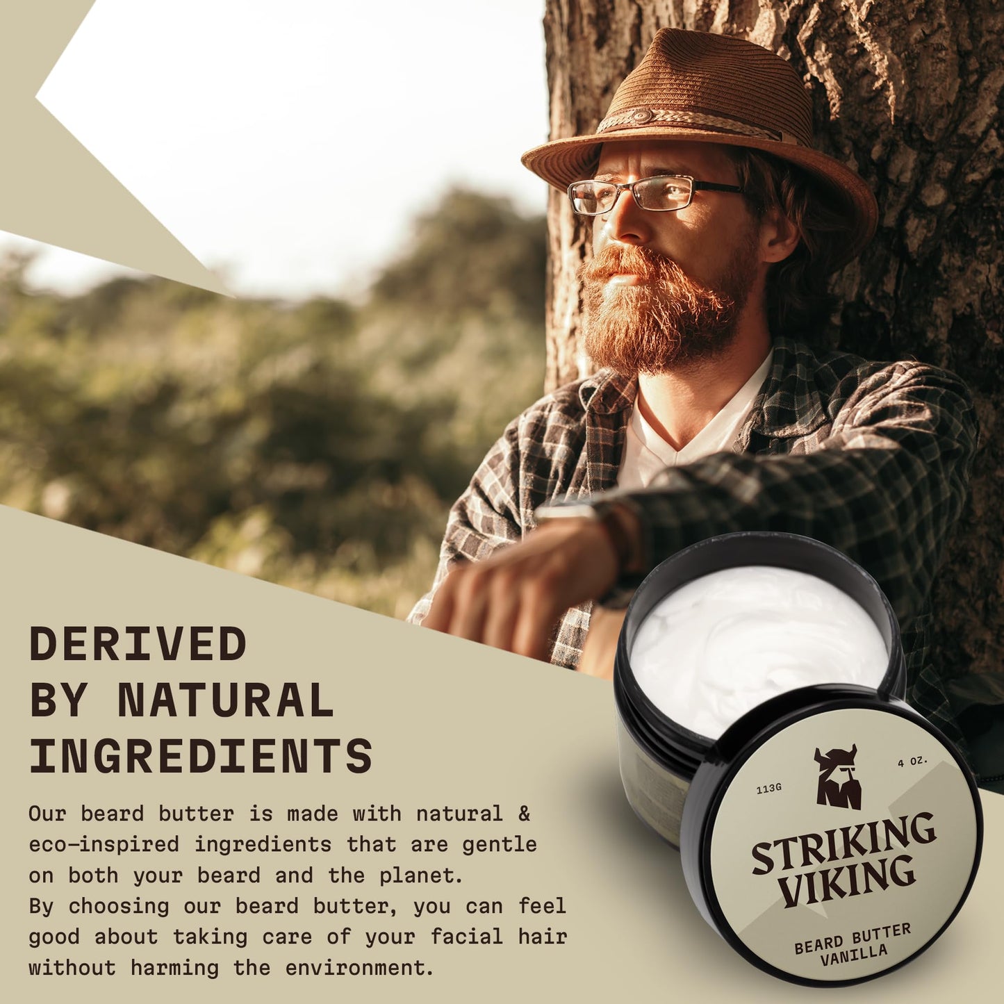 Striking Viking Beard Butter - Non Greasy Beard Butter for Men with Natural ingredients 4oz - Keep your Beard Hydrated & Refreshing with Beard Cream (Vanilla)