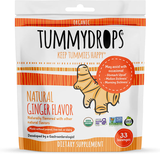 USDA Organic Natural Ginger Tummydrops, Bag of 33 Drops