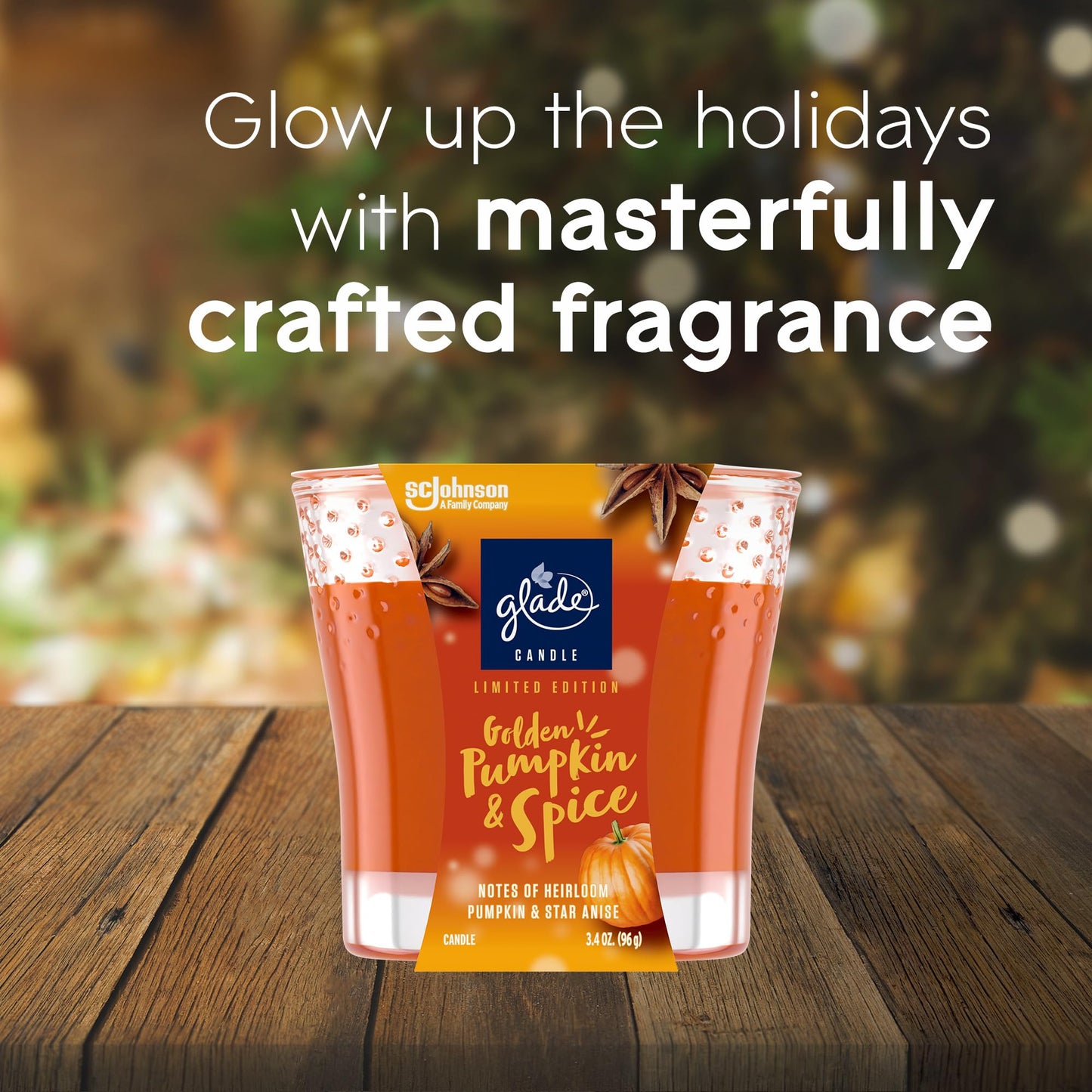 Glade Candle Jar, Air Freshener, Golden Pumpkin & Spice, 3.4 oz, 2 Count