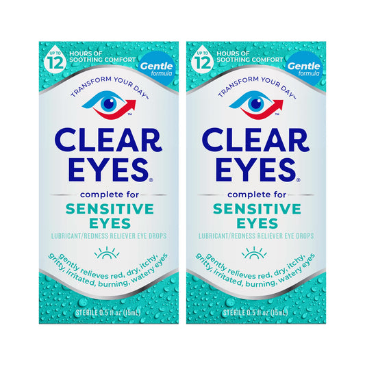 Clear Eyes, Sensitive Eyes, Eye Drops, 0.5 Oz, 2 Pack