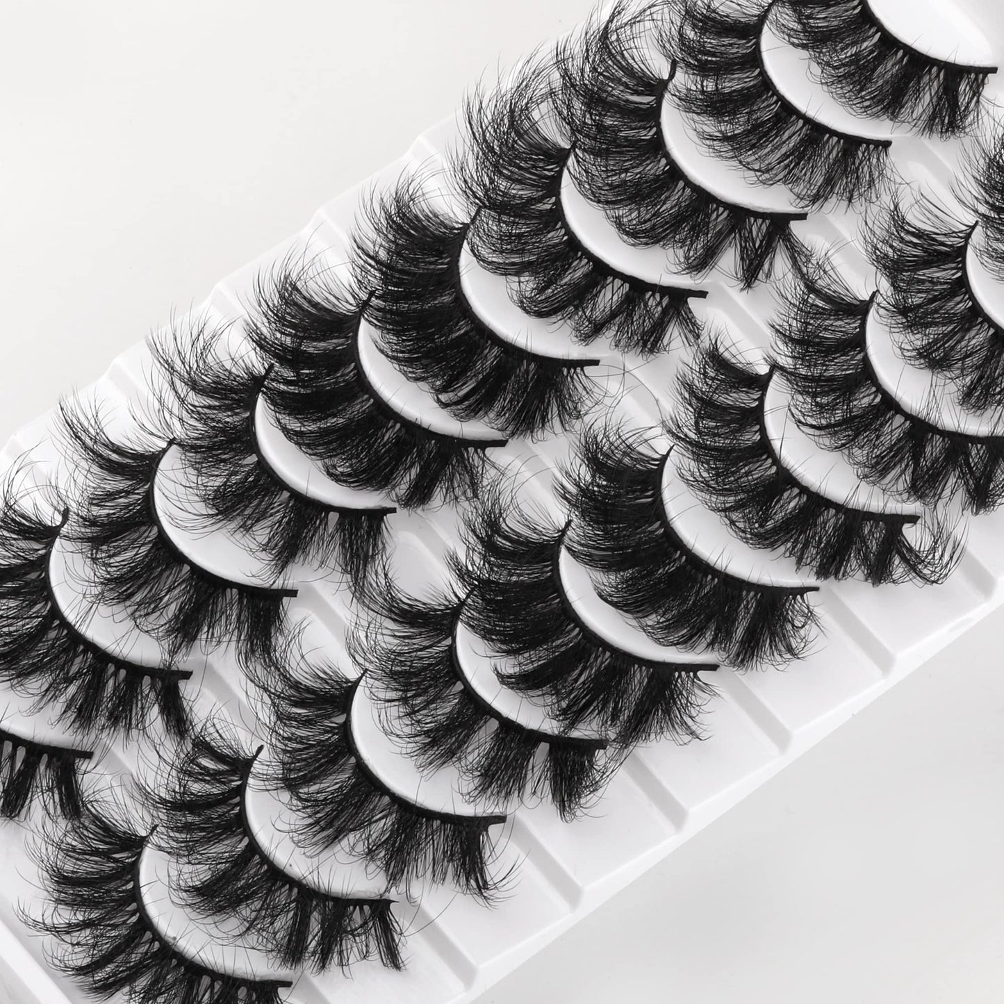 Newcally False Eyelashes 20MM Dramatic Faux Mink Lashes Pack Wispy Long Fake Eyelashes Thick Volume Fluffy Strip Eye Lashes 12 Pairs Multipack