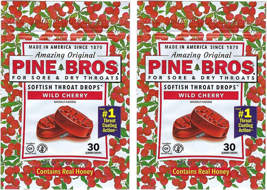 Pine Bros. Softish Throat Drops Value Pack, Wild Cherry 30 ea(pack of 2) by Pine Bros.