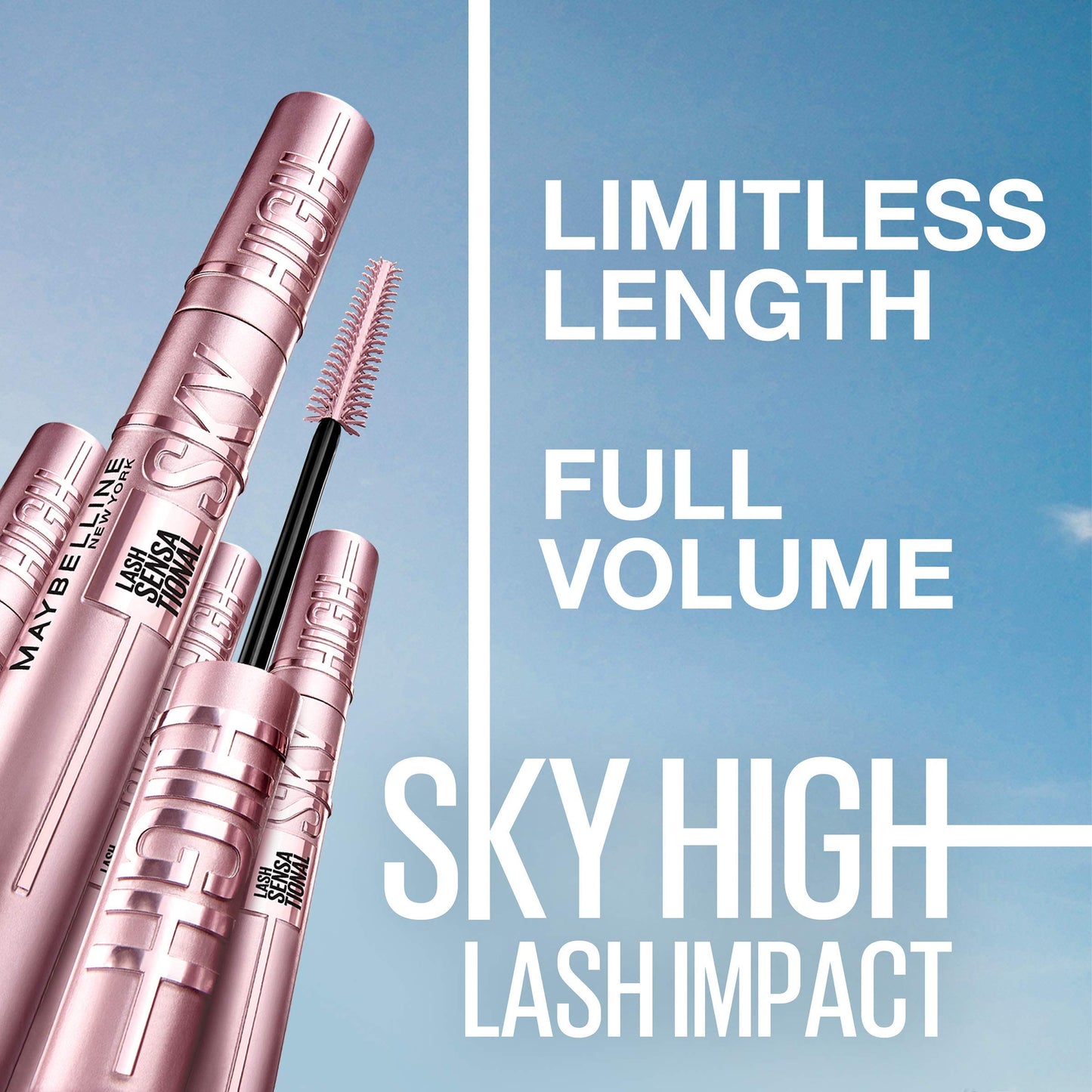 Maybelline New York Lash Sensational Sky High Washable Mascara Makeup, Volumizing, Lengthening, Defining, Curling, Multiplying, Buildable Formula, Very Black, 1 Count