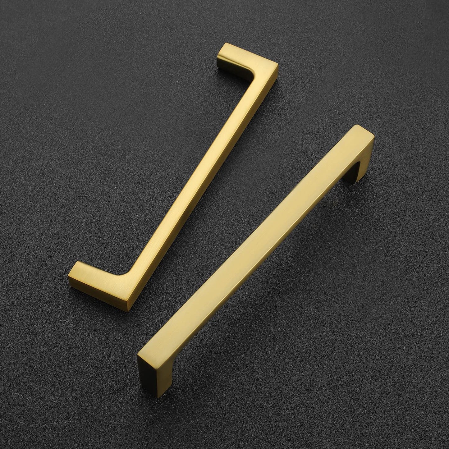 Ravinte 10 Pack Solid 5 Inch Kitchen Square Cabinet Handles Brushed Brass Cabinet Pulls Drawer Pulls Kitchen Cabinet Hardware Kitchen Handles, 5 inches Hole Center