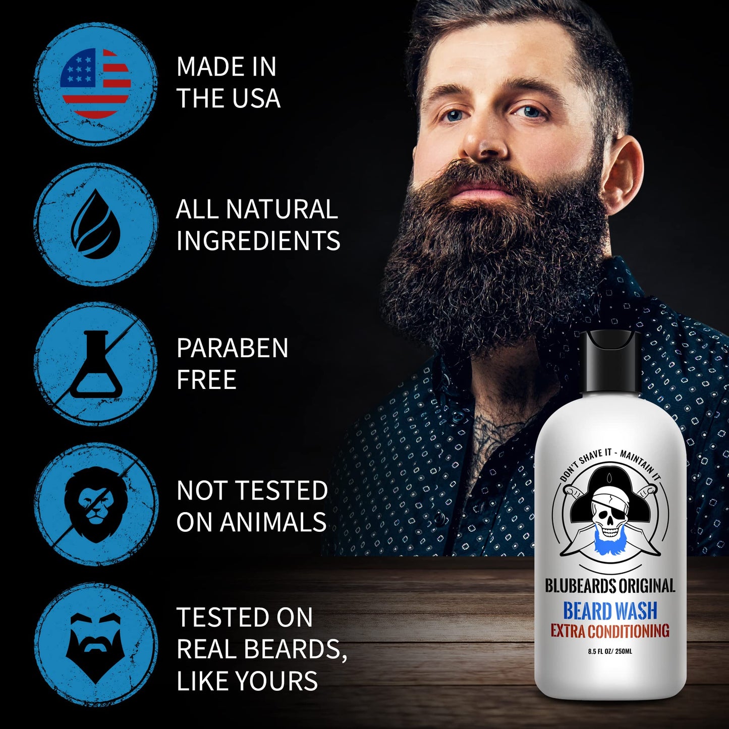 Bluebeards Original Beard Wash and Conditioner for Men, 8.5 oz. - Natural Beard Wash and Beard Moisturizer, with Aloe & Lime - Deeply Cleans, Softens, and Conditions Your Beard and Skin - Made in USA