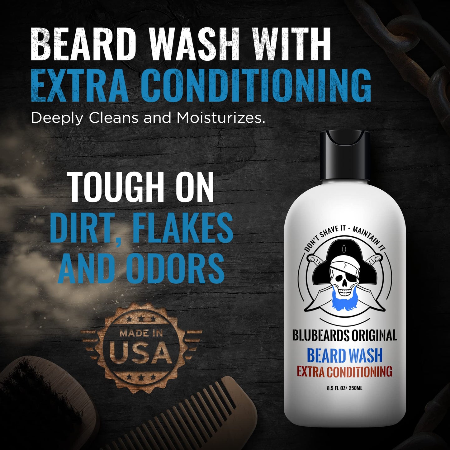 Bluebeards Original Beard Wash and Conditioner for Men, 8.5 oz. - Natural Beard Wash and Beard Moisturizer, with Aloe & Lime - Deeply Cleans, Softens, and Conditions Your Beard and Skin - Made in USA