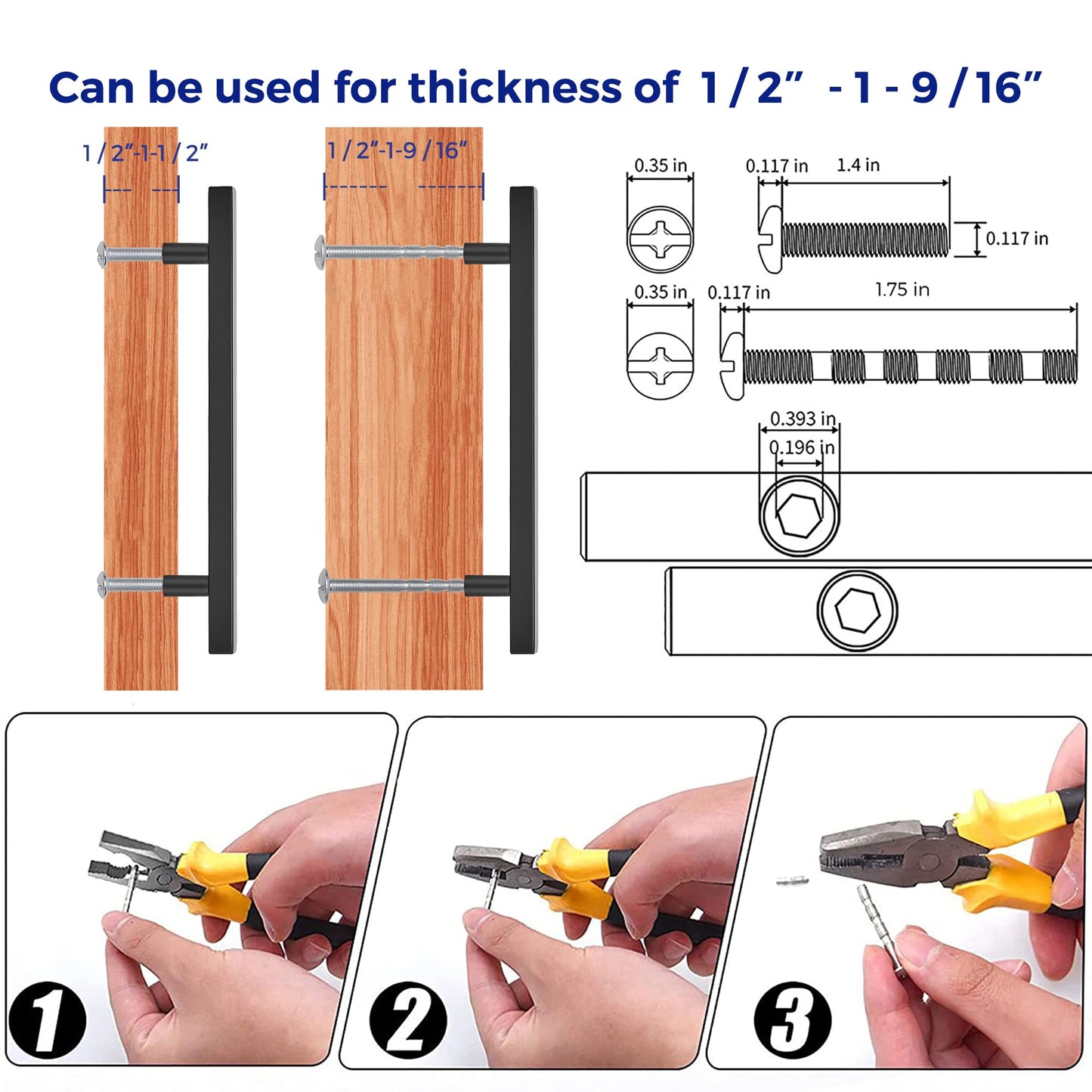 Ravinte 10 Pack 8-13/16" Square Cabinet Pulls Matte Black Stainless Steel Kitchen Cupboard Dresser Handles Cabinet Handles 8-13/16" Length, 6-3/10" Hole Center