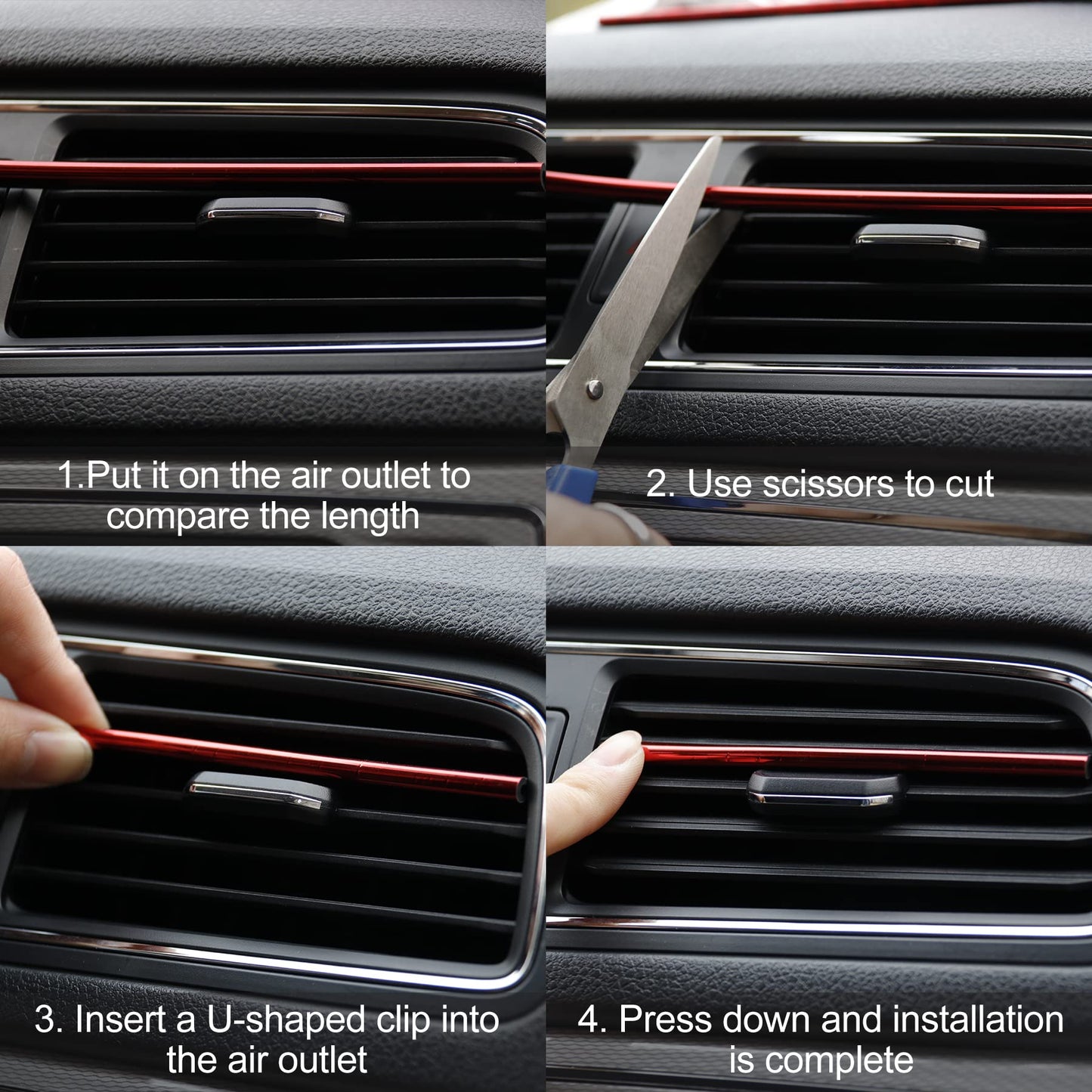 SINGARO 20 Pieces Car Air Conditioner Air Outlet Decorative Strips, Bendable DIY , Universal for Most Air Outlets, Car Interior Accessories (Red)