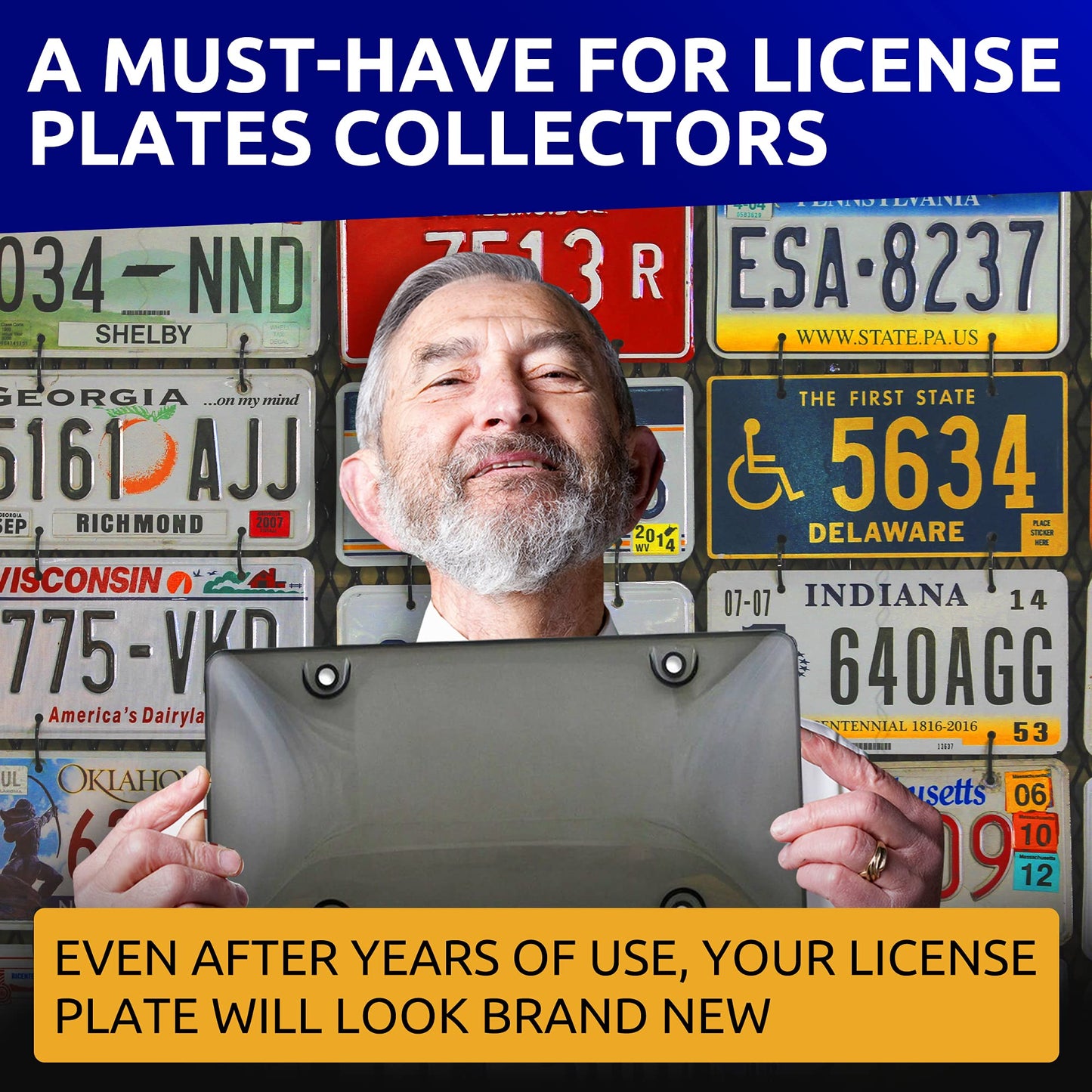 Tinted License Plate Cover Set - Front & Back Tinted License Plate Protector Fastening to Frames - Automotive Exterior Car & Truck Accessories - 6X12 Inches License Plate Shield