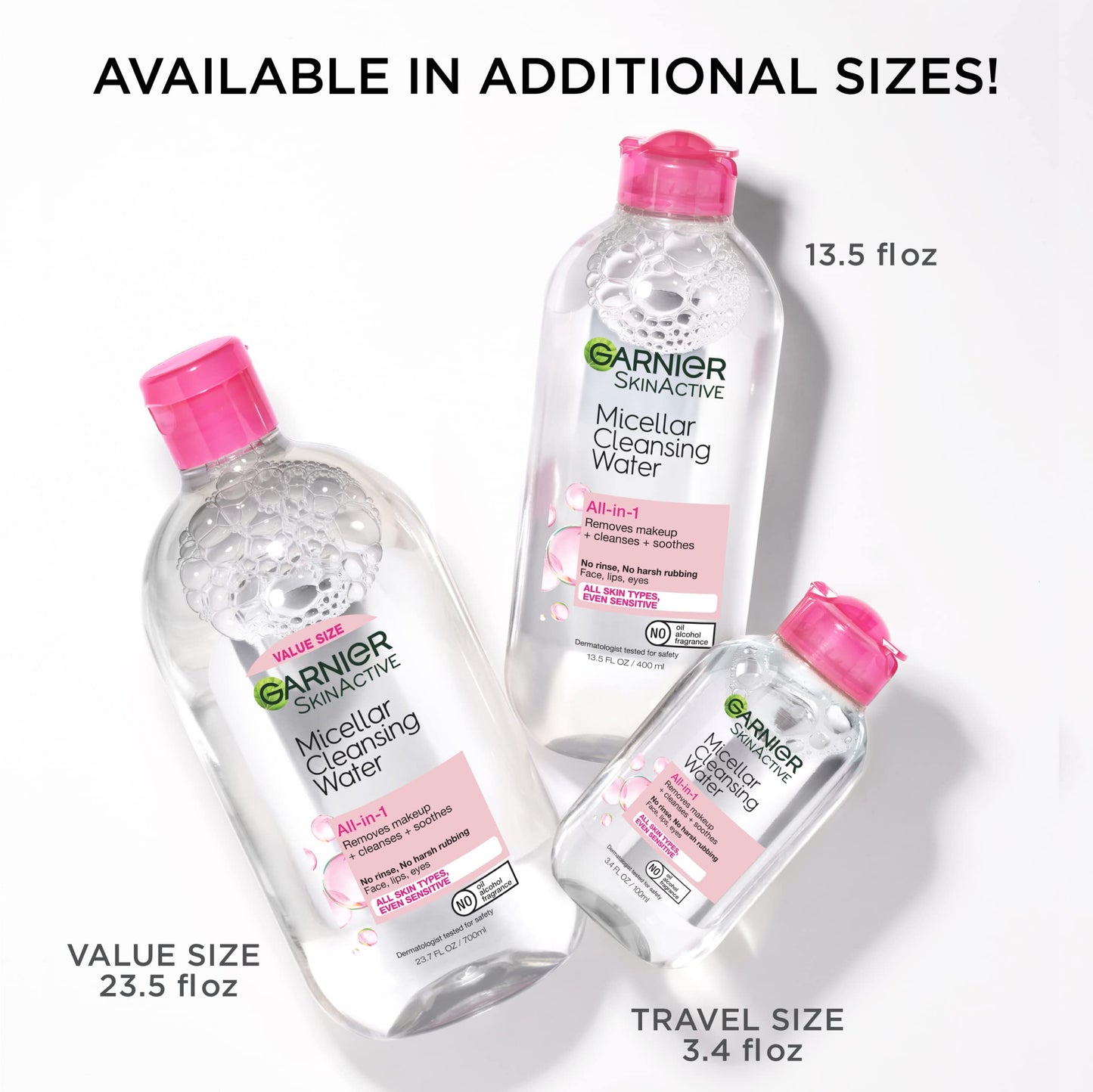 Garnier SkinActive Micellar Water for All Skin Types, Facial Cleanser & Makeup Remover, 13.5 Fl Oz (400mL), 1 Count (Packaging May Vary)