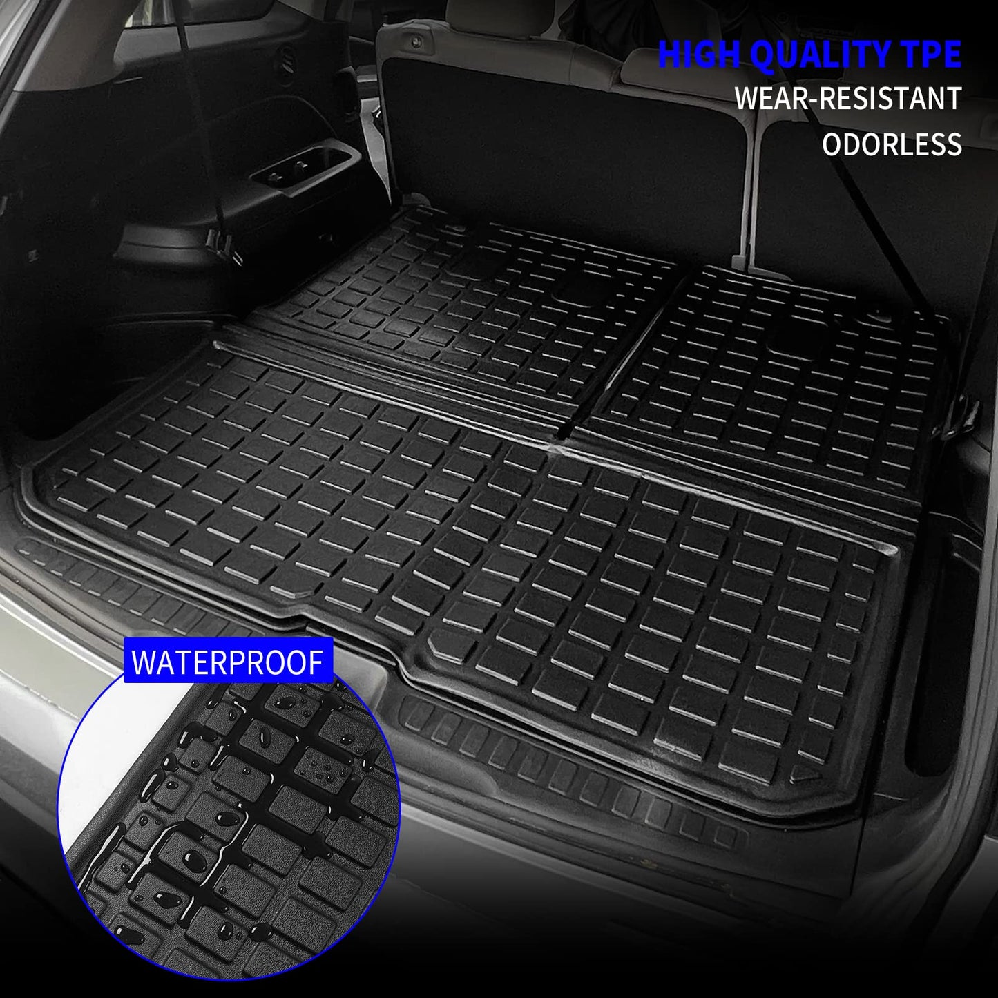 Rongtaod Fit 2016-2023 Honda Pilot Cargo Mat Cargo Liner Trunk Mat TPE Back Seat Cover Protector 2022 Pilot Accessories (Trunk Mats with Backrest Mat)