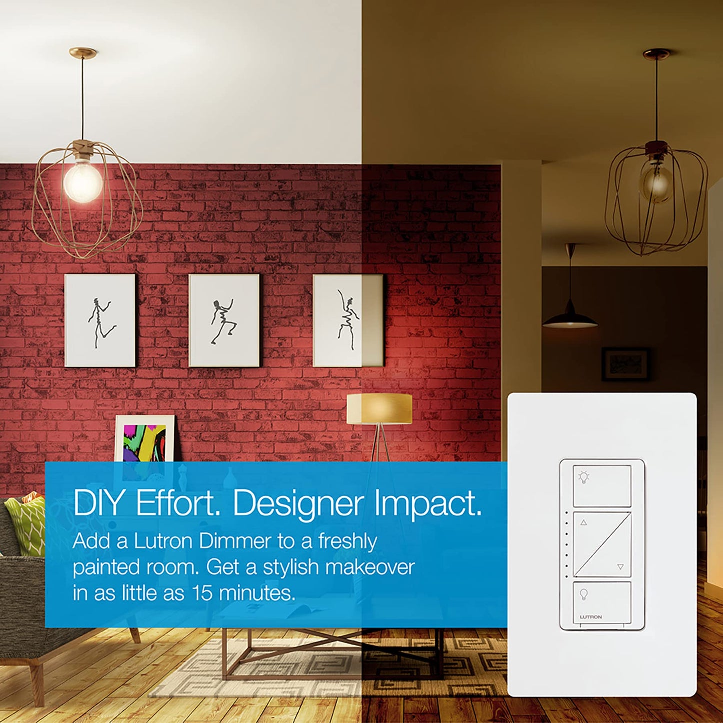 Lutron Caseta Smart Lighting Dimmer Switch for Wall and Ceiling Lights | PD-6WCL-WH | White