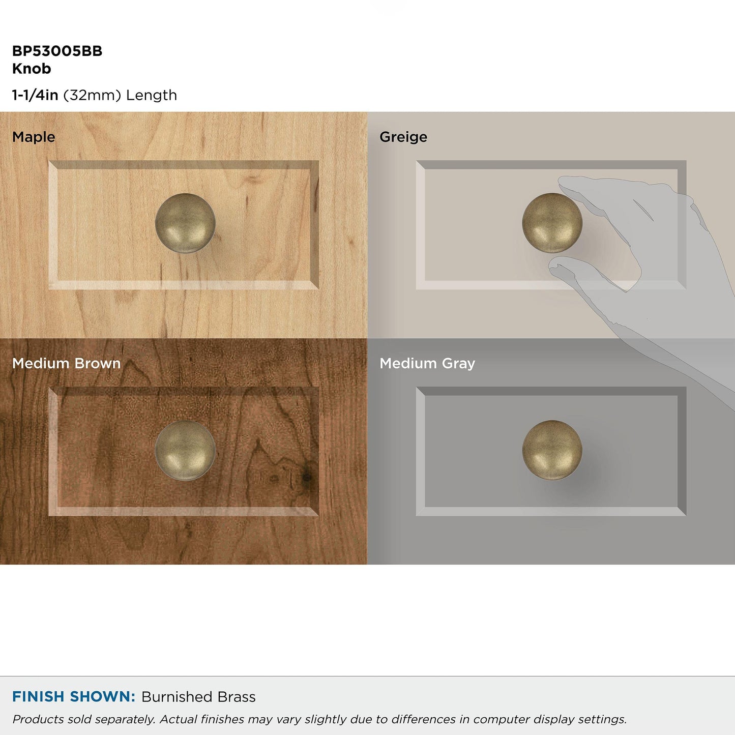 Amerock | Cabinet Knob | Burnished Brass | 1-1/4 inch (32 mm) Diameter | Edona | 1 Pack | Drawer Knob | Cabinet Hardware