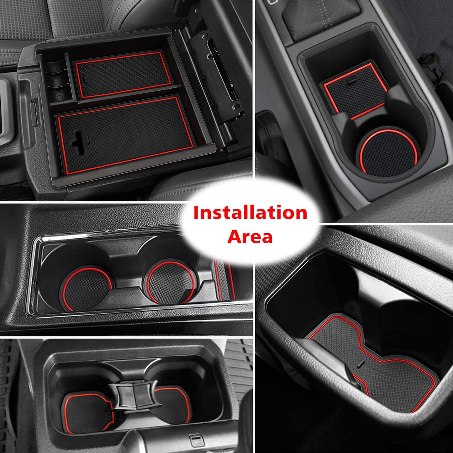 CreekT 2023 Upgrade for Toyota Tacoma 2016-2023 Accessories, Center Console Organizer Tray with 7 Sets Premium Custom Liner Mats for Cup Holders,Fit for Tacoma 2023 2022 2021 2020 2019 2018 2017 2016