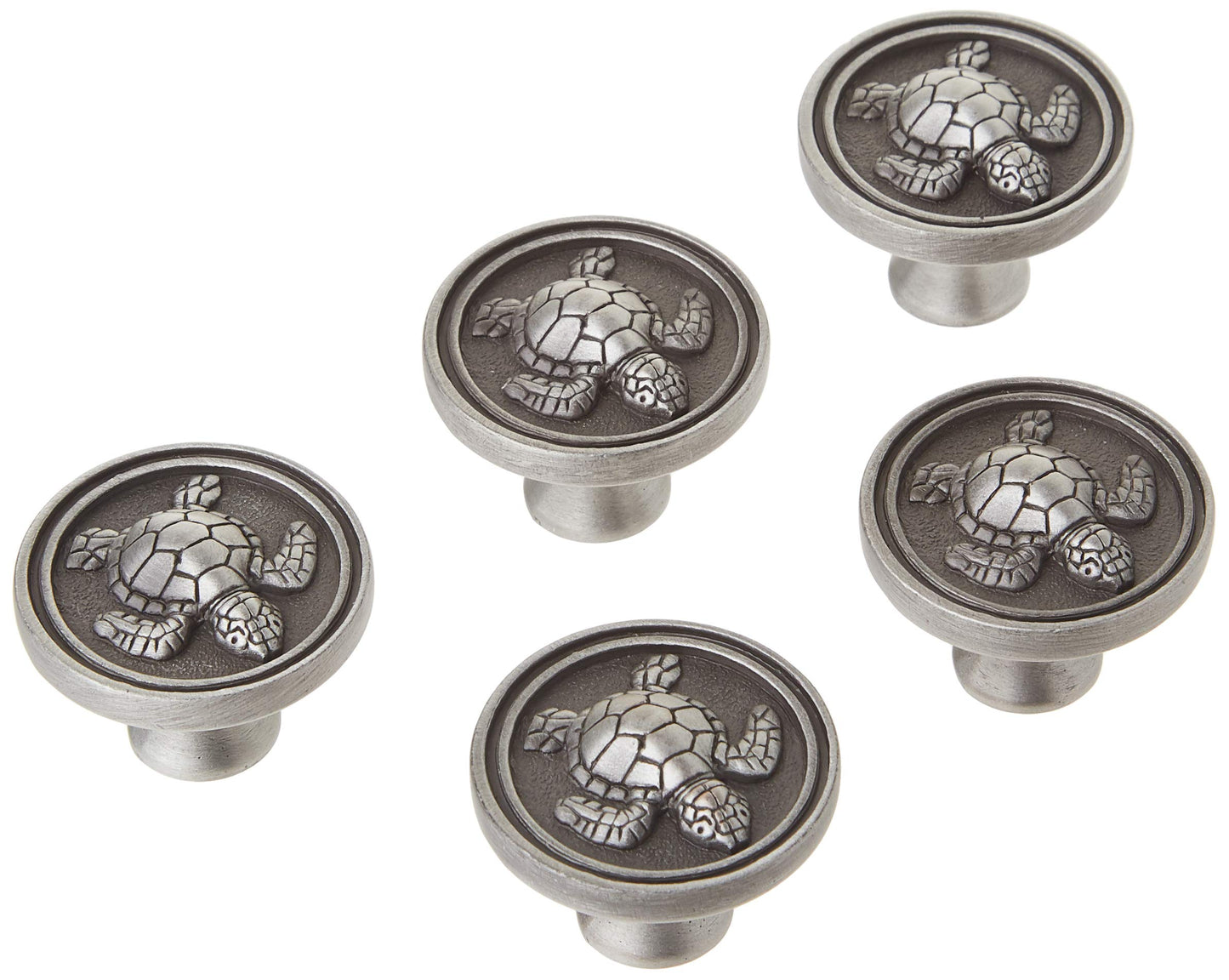 Franklin Brass Seaside Cottage Turtle Cabinet Knob, Brushed Satin Pewter, 35 mm Drawer 5 Pack, PBF656-BSP-C1