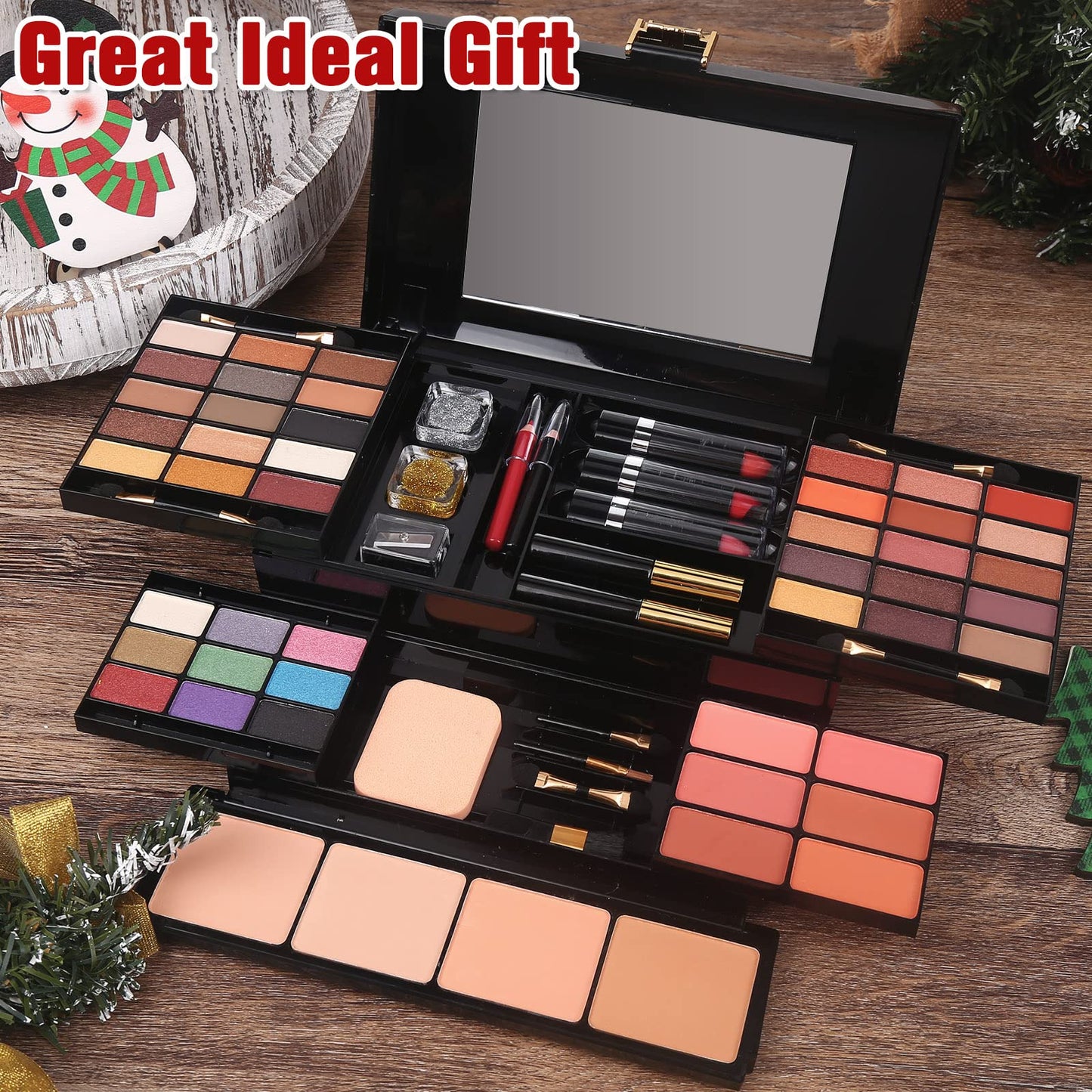 Professional Makeup Kit for Women Full Kit with Mirror 58 Colors All in One Make up Gift Set Combination with Eyeshadow, Compact Powder, Blusher, Lipstick, Lip Liner, Eyebrow Pencil, Glitter Powder, Eyeliner, Mascara, Cosmetic Case for Girls (100-N)