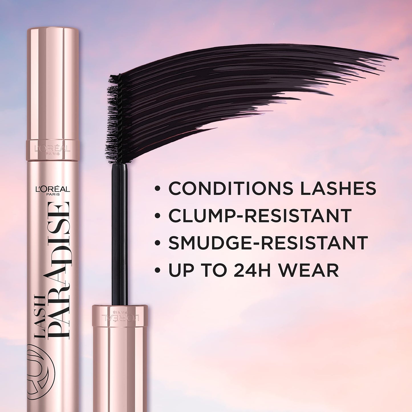 L’Oréal Paris Voluminous Makeup Lash Paradise Mascara, Voluptuous Volume, Intense Length, Feathery Soft Full Lashes, No Flaking, No Smudging, No Clumping, Blackest Black, 0.25 Fl Oz (Pack of 2)