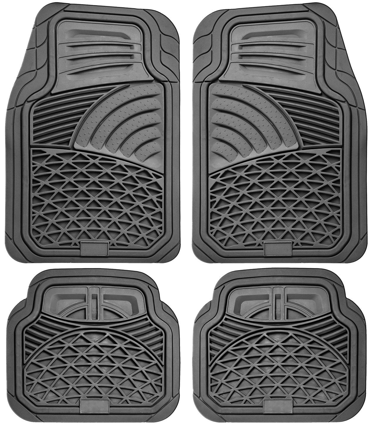 Floor Mats for Cars Trucks SUVs (4 Piece Set) All Weather Heavy Duty Rubber Car Accessories Best for Auto Truck SUV Van Waterproof Interior Automobiles Liners Covers - Gray Semi Custom Tactical Mat