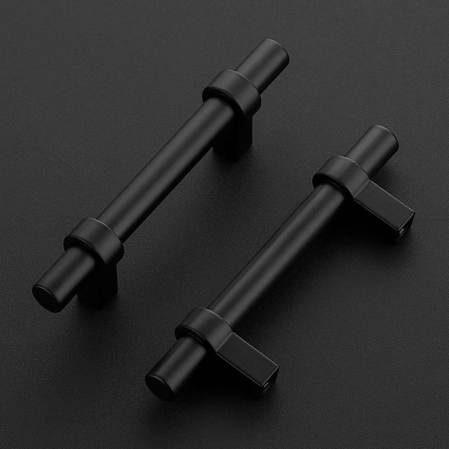 Ravinte 30 Pack 5 Inch Cabinet Pulls Matte Black Kitchen Cabinet Hardware Cupboard Handles with Square Base 5" Length,3" Hole Center